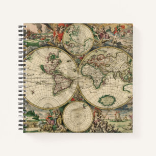 Carnet Carte du monde antique colorée