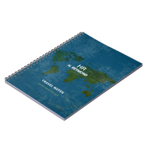 Carnet Carte du monde moderne bleu démuni
