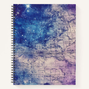 Carnet Carte du monde vintage violet céleste (14)