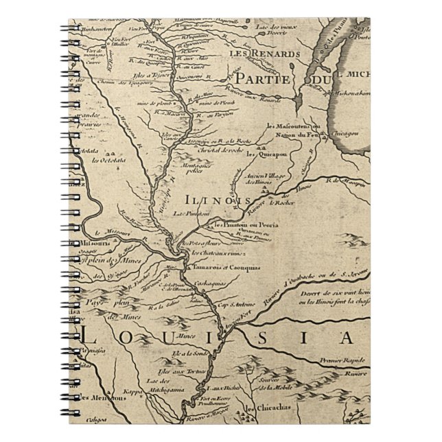 Carnet Carte historique de l'Illinois de 1718 (Devant)