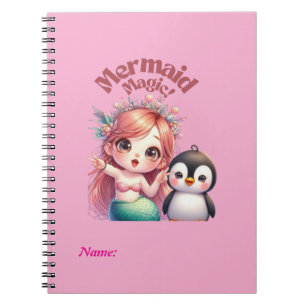 Carnet Carte magique de la sirène de Noël avec un manchot