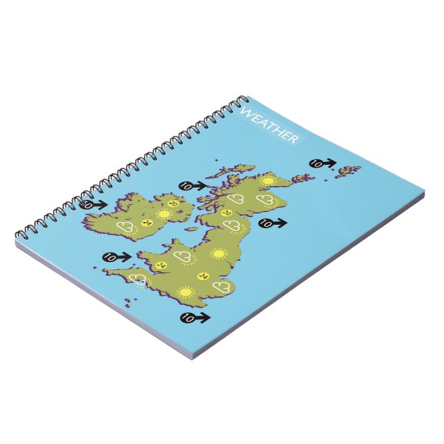 Carnet Carte météo rétro TV des îles britanniques. (Côté gauche)