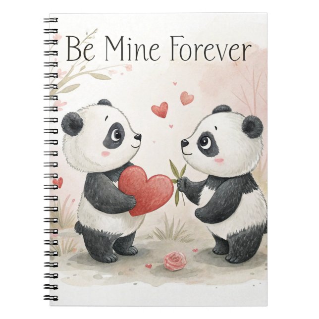 Carnet Carte Panda Romantique - Soyez à moi pour toujours (Devant)