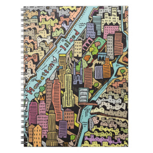 Carnet Carte tirée par la main de New York City