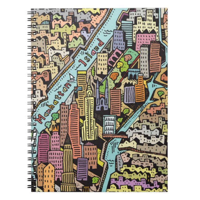 Carnet Carte tirée par la main de New York City (Devant)