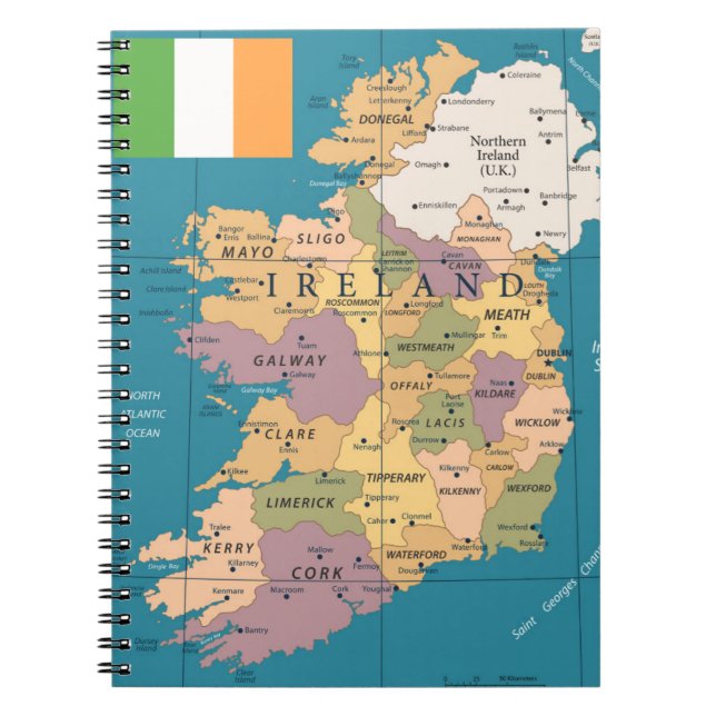 Carnet Carte vintage de l'Irlande (Devant)