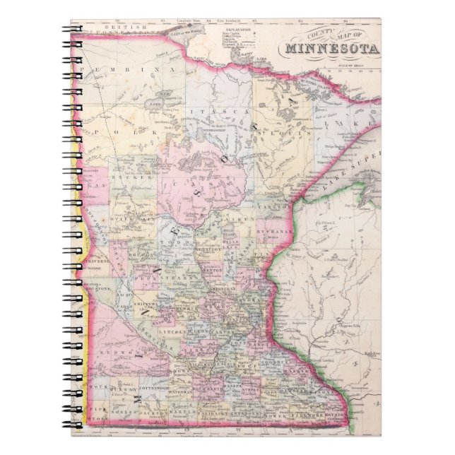 Carnet Carte vintage du Minnesota (1864) (Devant)