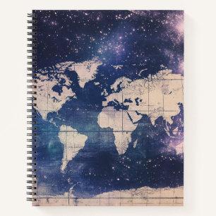 Carnet Carte vintage du monde céleste pourpre (8)