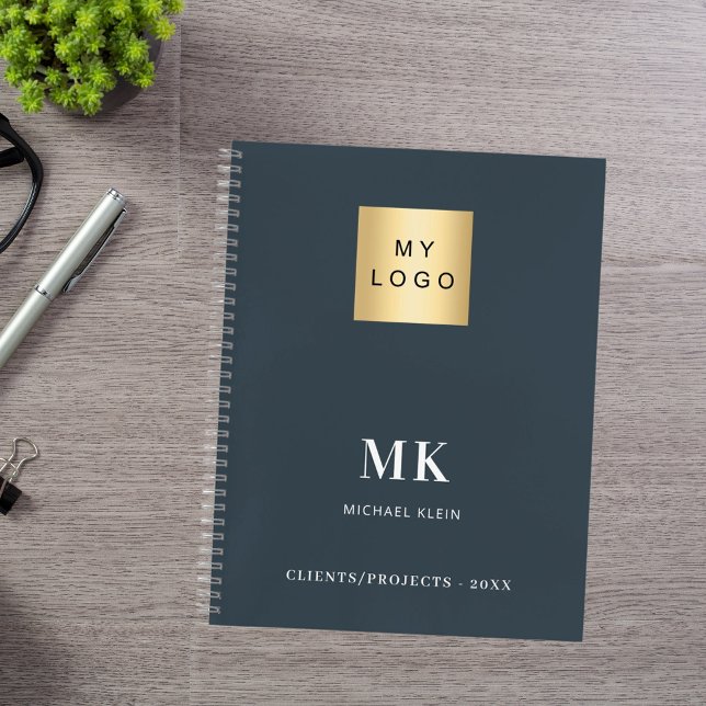 Carnet Cartes initiales de monogramme gris charbon (Créateur téléchargé)