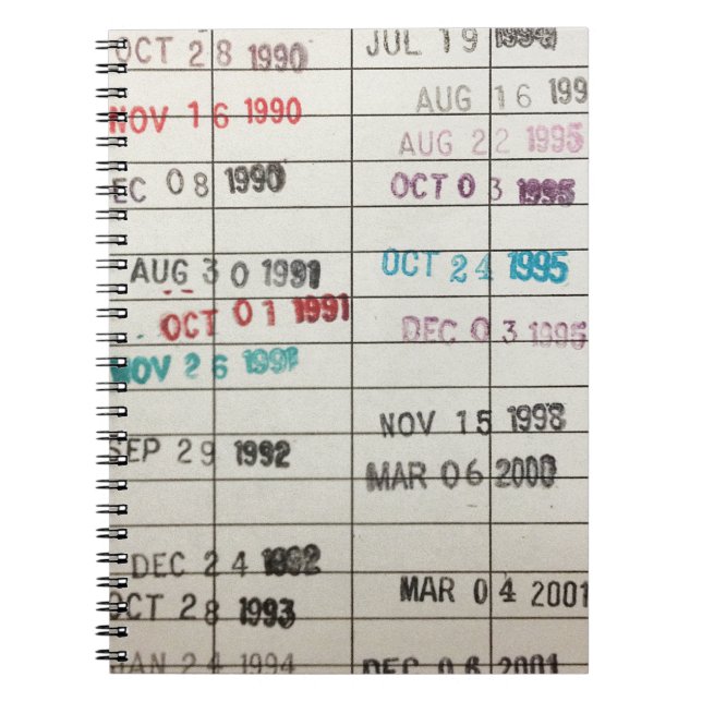 Carnet Cartes vintages d'échéance de bibliothèque (Devant)