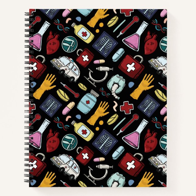 Carnet Cartographie médecin infirmière motif scientifique (Devant)