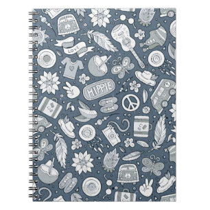 Carnet Cartoon dessiné main hippie doodé sans couture mot