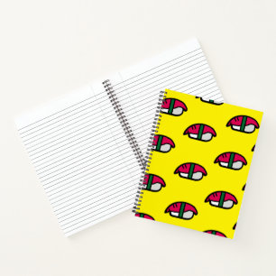 Carnet Cartoon Kawaii Sushi, Riz de Poisson et Ordinateur