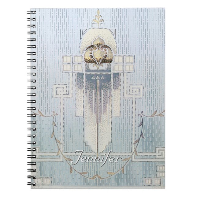 Carnet Cartouches géométriques Art nouveau Fleur linéaire (Devant)