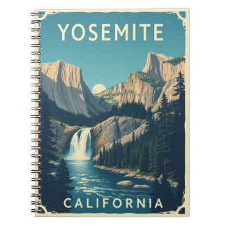 Carnet Cascade de Yosemite Californie Vintage Retro