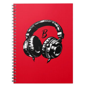 Carnet Casque de musique noir DJ Musical