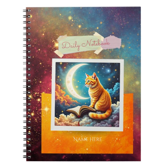 Carnet Cat Céleste Personnalisé - Starry Tabby (Devant)