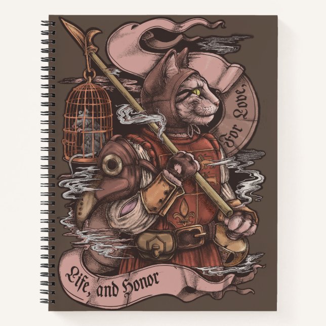 Carnet Cat Knight vintage impression (Devant)