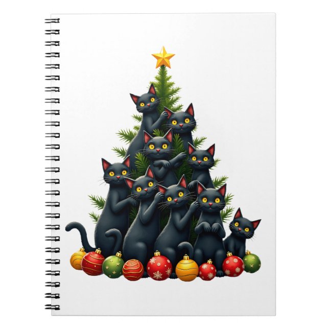 Carnet Cat Lovers Cute and Funny Holiday Tree Christmas 3 (Devant)