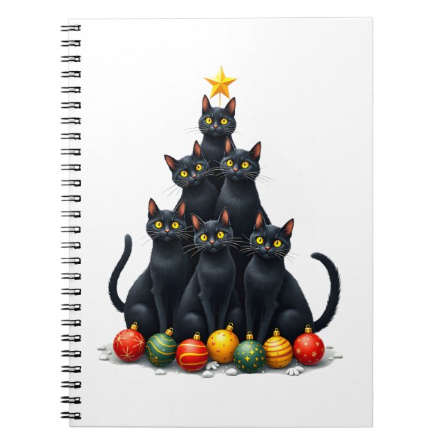 Carnet Cat Lovers Cute and Funny Holiday Tree Christmas M (Devant)