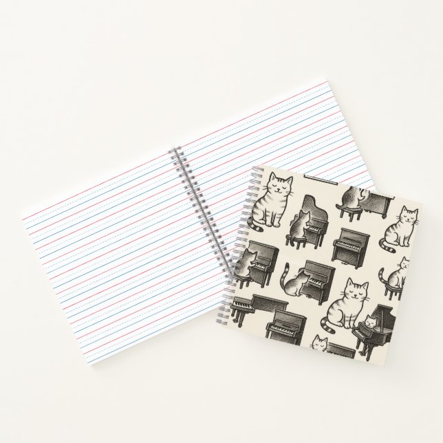 Carnet Cat on the Piano Notebook (Intérieur)