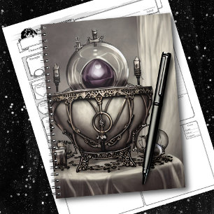 Carnet Cauldron argenté orné avec balle en cristal violet