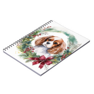 Carnet Cavalier King Christmas Wreath Festive Pup