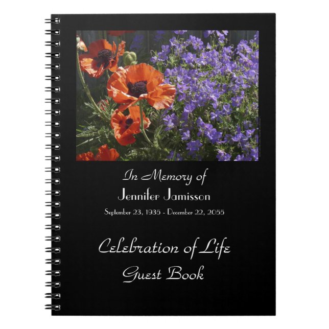 Carnet Celebration of Life Guest Book, Orange Poppies (Devant)