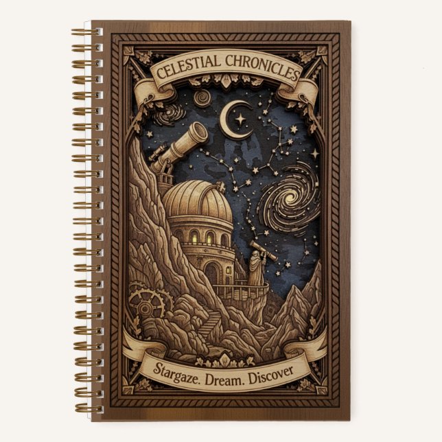 Carnet Celestial Chronicles Observatory Wood Carved  (Recto)