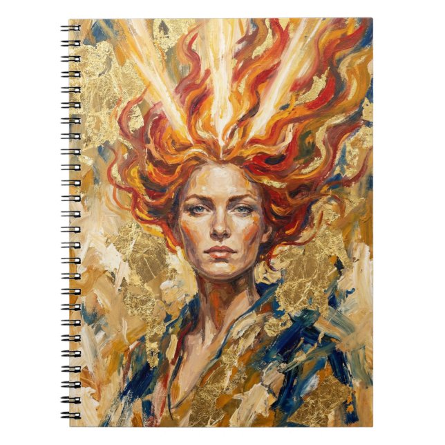 Carnet Celtic Fire Goddess Brigid Gold Leaf Fantasy Art (Devant)