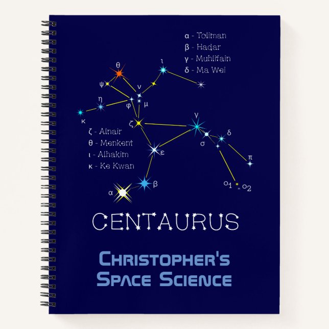 Carnet Centaurus de constellation de l'hémisphère Sud (Devant)
