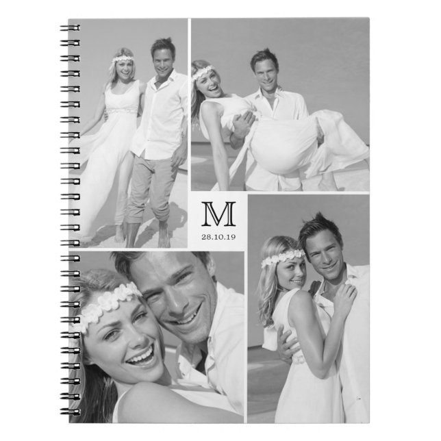 Carnet Centre élégant Carré Monogramme Mariage Photo (Devant)