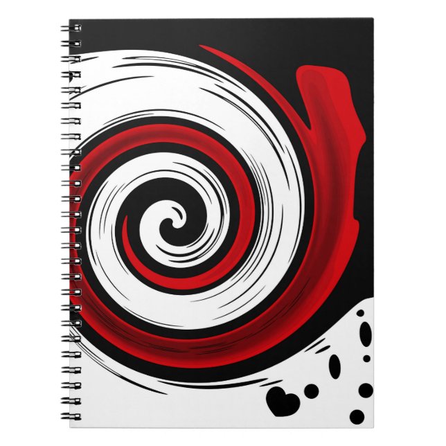 Carnet Cercle de wirl moderne noir rouge couleurs blanche (Devant)
