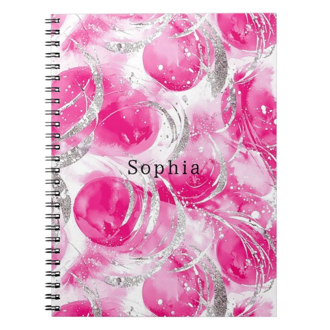 Carnet Cercles Abstraits en verre d'argent rose (Devant)
