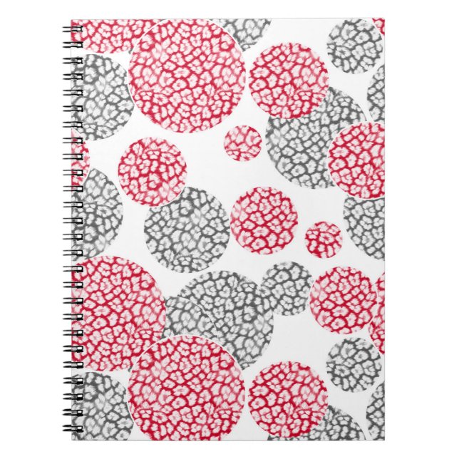 Carnet Cercles avec imprimé léopard gris et rouge (Devant)