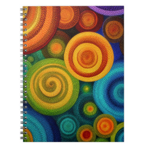 Carnet Cercles concentriques abstraits en multicolore vib