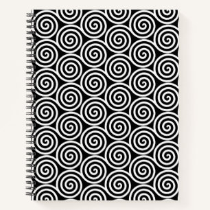 Carnet Cercles spiraux Abstraits en noir et blanc