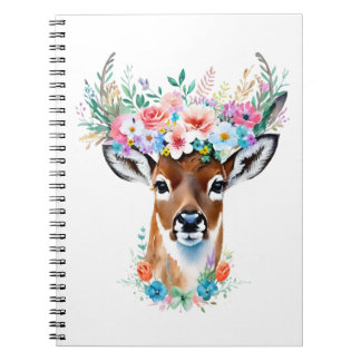 Carnet Cerf à couronne florale - Nature capricieuse