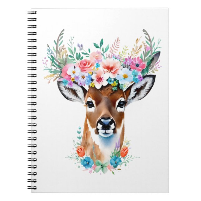Carnet Cerf à couronne florale - Nature capricieuse (Devant)