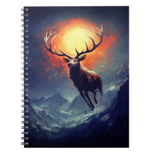 Carnet Cerf de montagne fuyant un incendie dévastateur