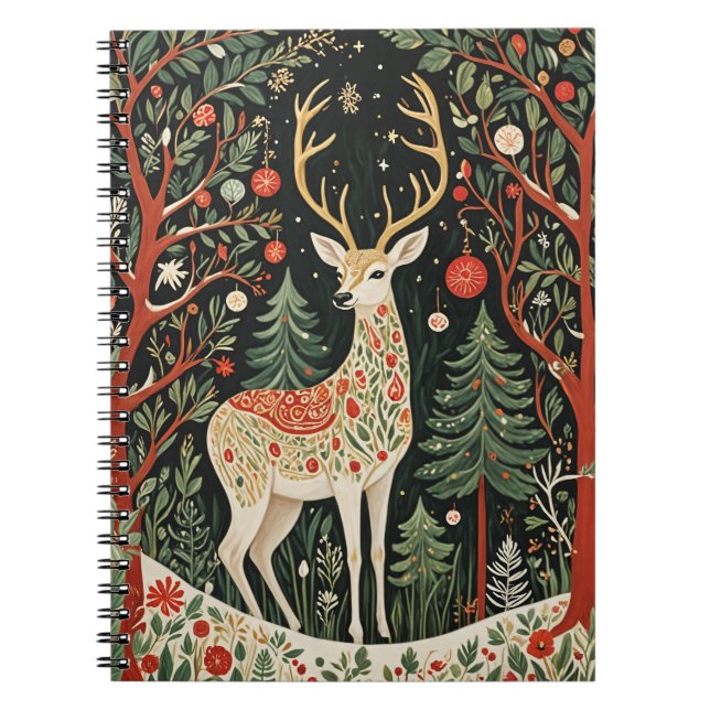 Carnet Cerf de Noël de la forêt de minuit (Devant)