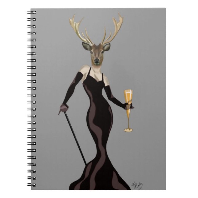 Carnet Cerf glamour en noir 2 (Devant)