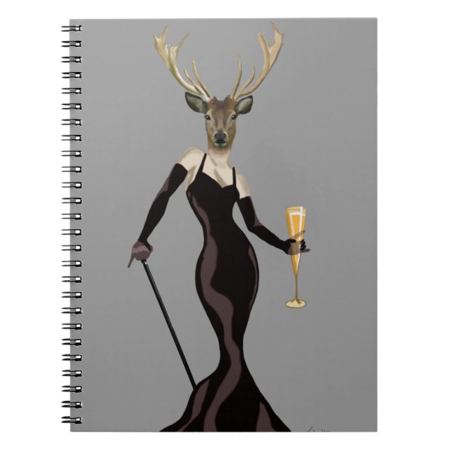 Carnet Cerf glamour en noir 3 (Devant)