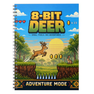 Carnet Cerf, Pixel Art 8 Bits Rétro