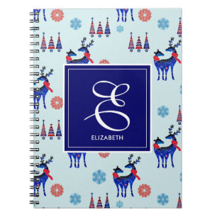 Carnet Cerfs, Arbres de Noël, et Snowflakes avec Monogram