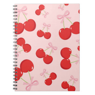 Carnet Cerises Rouges avec Ruban Rose Coquette Cottage Ch
