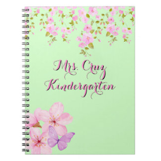 Carnet Cerisier Fleur Pretty Rose & Vert Personnalisé
