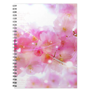 Carnet Cerisier japonais aux fleurs rose pastel