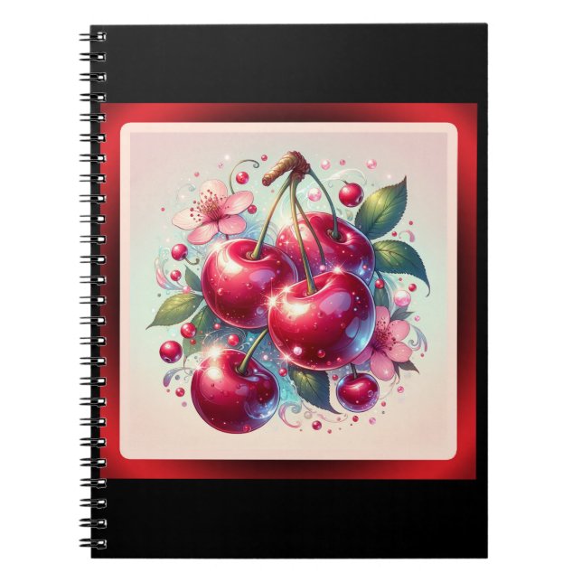 Carnet Cerisier Rouge Cute Cerises Floral Fille Rose (Devant)