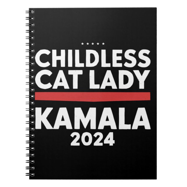 Carnet Cette dame au chat sans enfant vote Kamala 2024 (Devant)